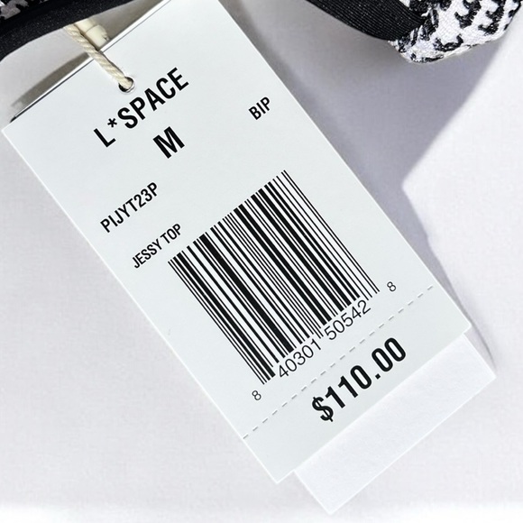 🌻NEW w.tag L*Space Jessy Black & White Plaid Bikini Top Size Medium $110 Retail - Picture 8 of 9